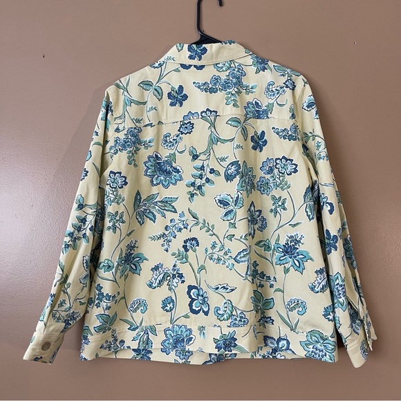 Appleseed’s Women’s Size 18 Jacket Yellow Blue Floral Blazer w/Pockets - Picture 6 of 6